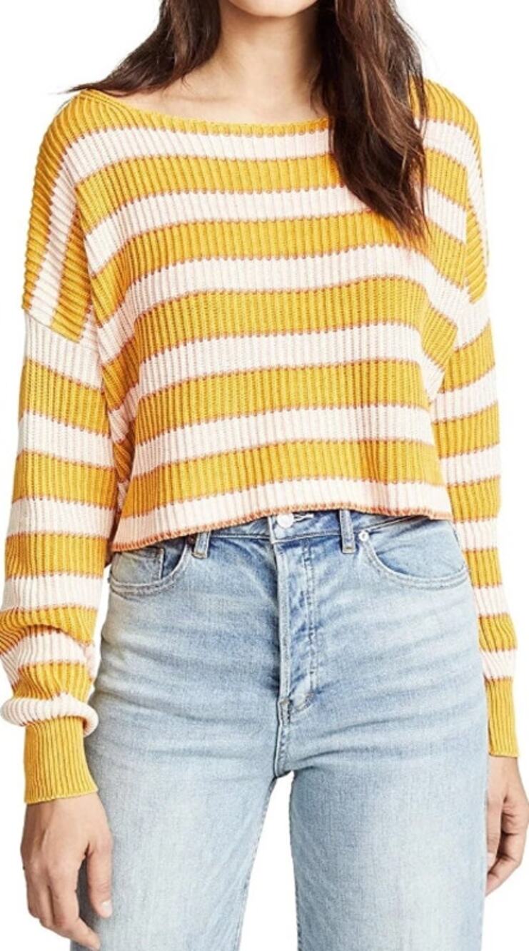 Free People Sweater Womens Small Just My Stripe Pullover Oversized Boho Slouchy